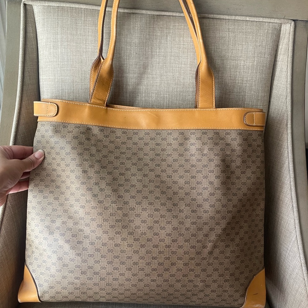 100% Authentic Gucci vintage GG canvas large tote bag 002.123.0138 (PP5) - Picture 2 of 16
